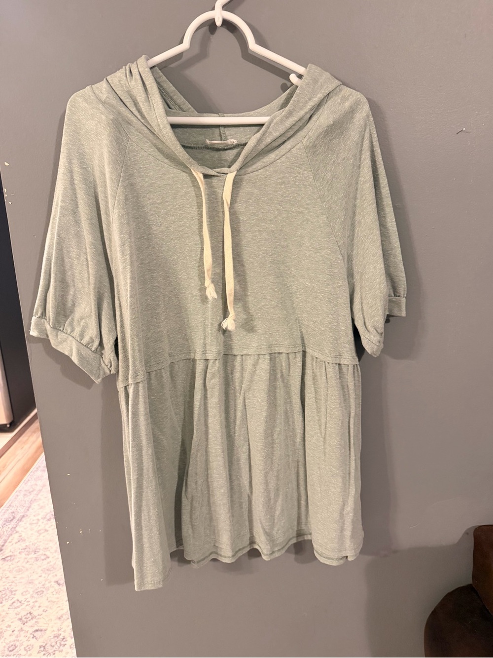 Chic Soul Sage Green Hooded Peplum Top